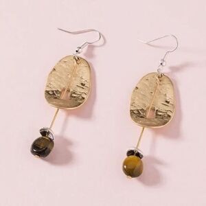 2/$21 Brown Stone Dangle Earrings